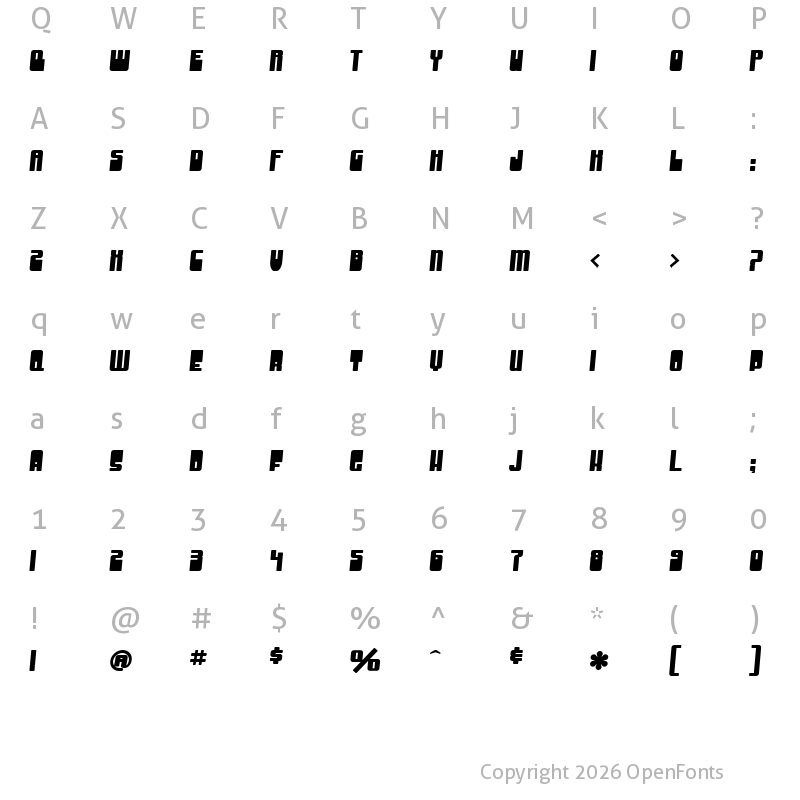 Character Map of SF Groove Machine Bold