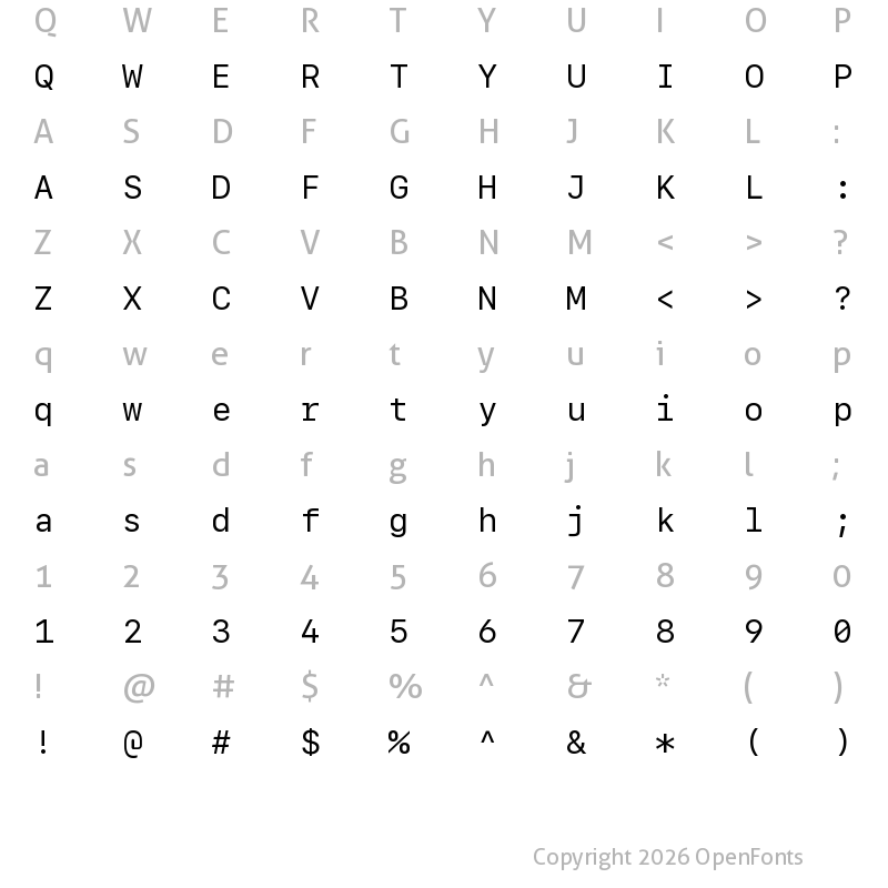 Character Map of SF Mono Regular
