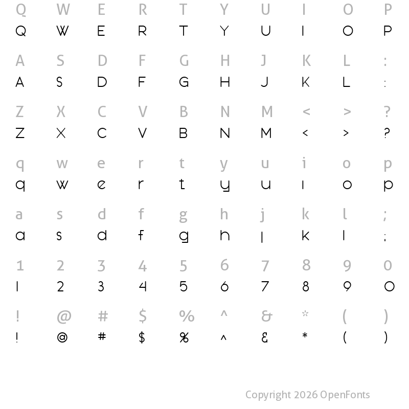 Character Map of SF Orson Casual Light Regular