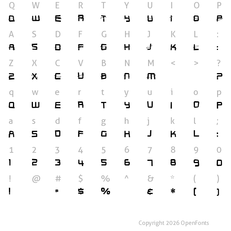 Character Map of SF Outer Limits DistUpright Regular