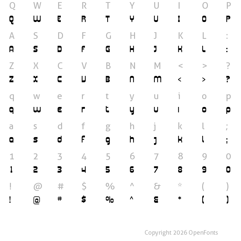 Character Map of SF Plasmatica Regular
