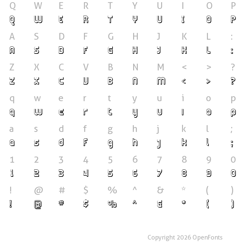 Character Map of SF Plasmatica Shaded Regular