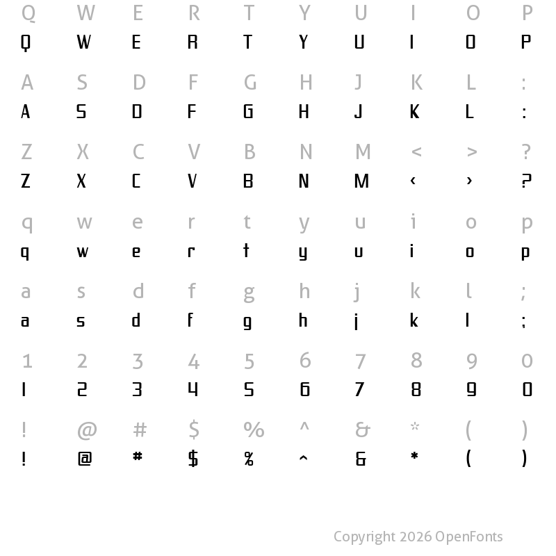 Character Map of SF Proverbial Gothic Regular