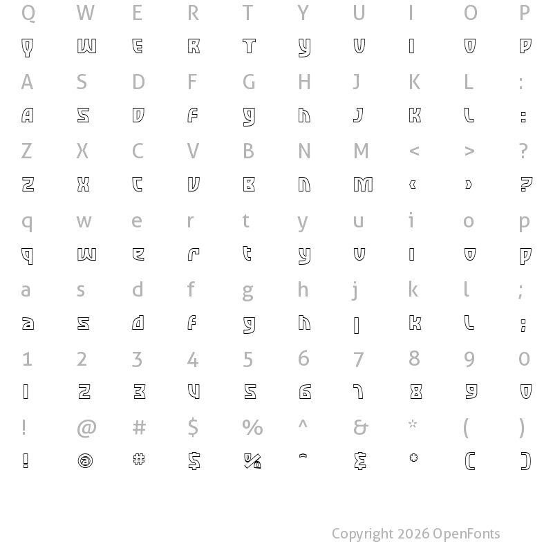 Character Map of SF Retroesque Outline Regular