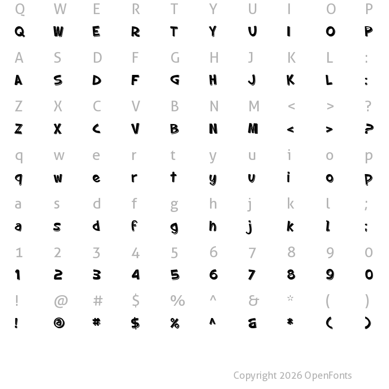 Character Map of SF Slapstick Comic Shaded Regular