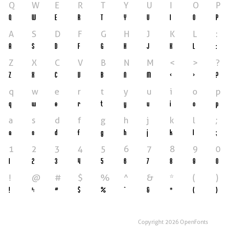 Character Map of SF Willamette Regular