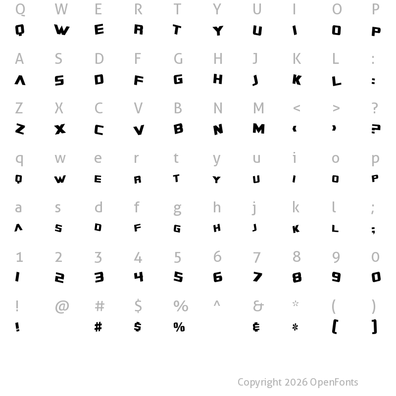 Character Map of SF Zero Gravity Condensed Regular
