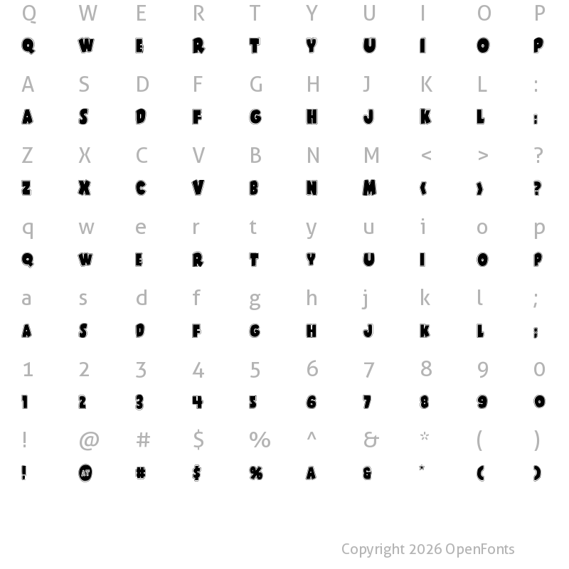 Character Map of Shablagoo Academy Regular
