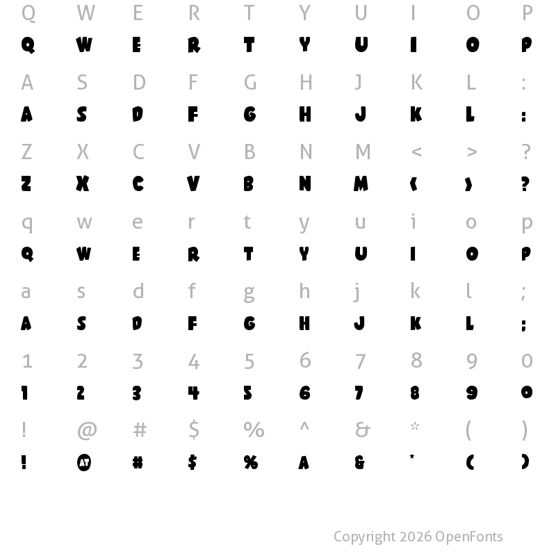 Character Map of Shablagoo Regular
