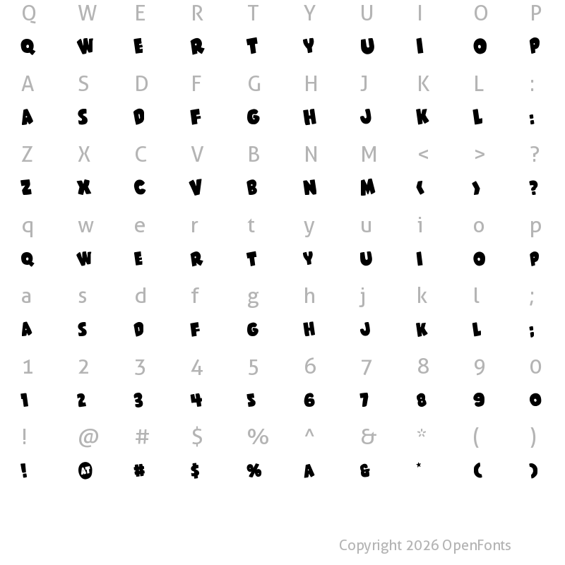 Character Map of Shablagoo Rotated Regular