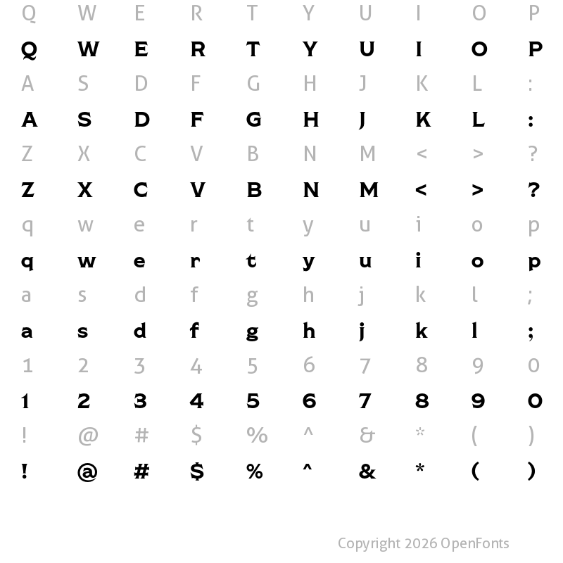 Character Map of Shackleton Regular