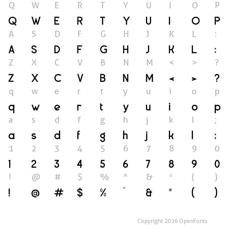 Character Map of Shadeon Regular