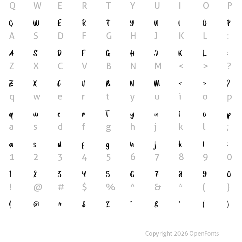 Character Map of Shadow Love - Personal Use Regular