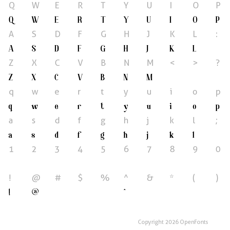 Character Map of Shafira Regular