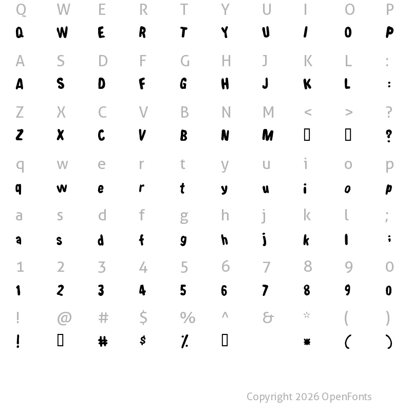 Character Map of Shake that booty Regular