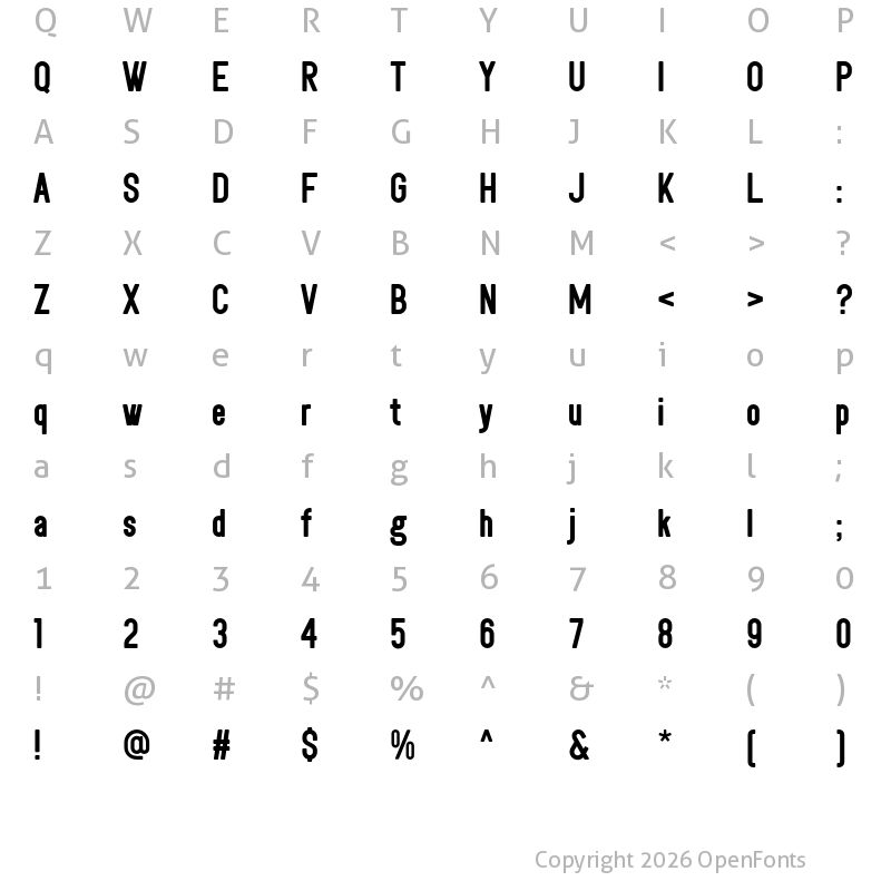 Character Map of Shakerato Bold