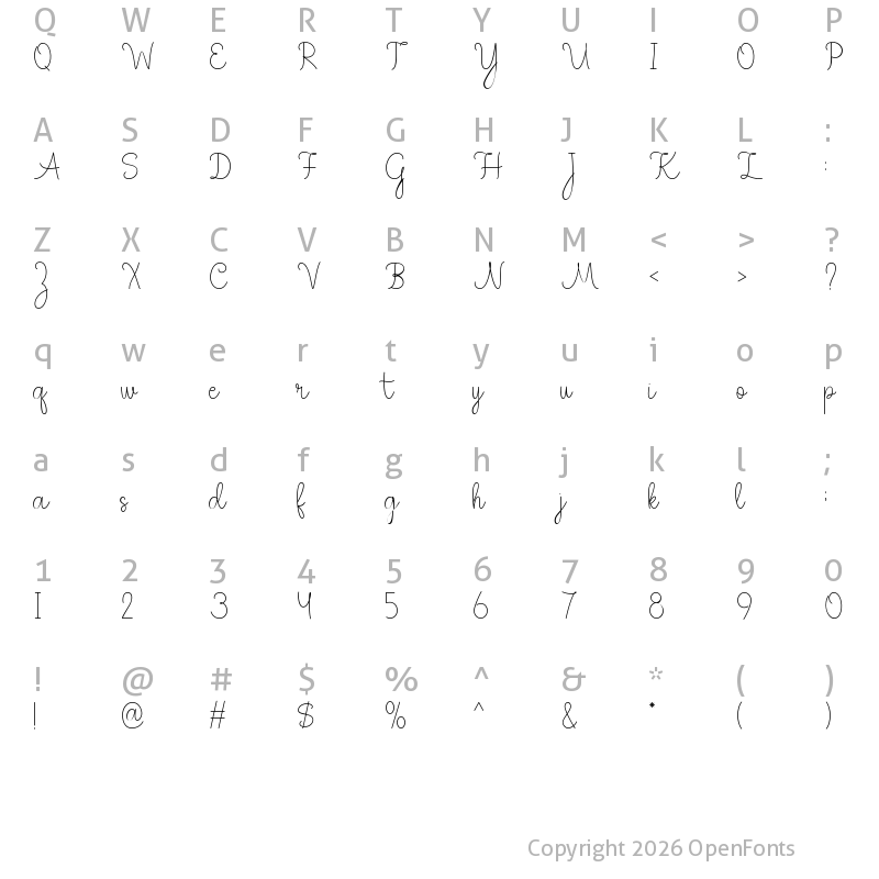 Character Map of Shakila Regular