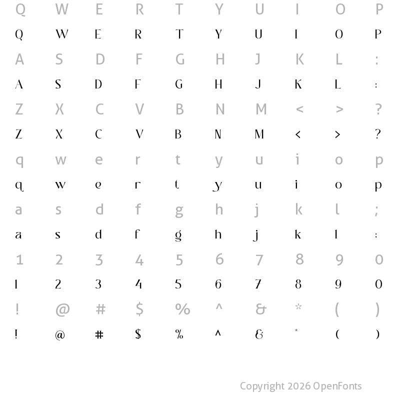 Character Map of Shallota Regular