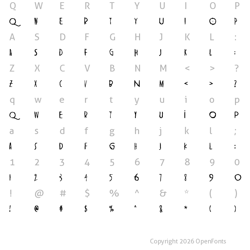 Character Map of Shangri-La Regular