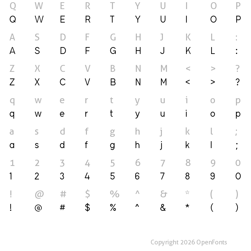 Character Map of Shapeingo Light