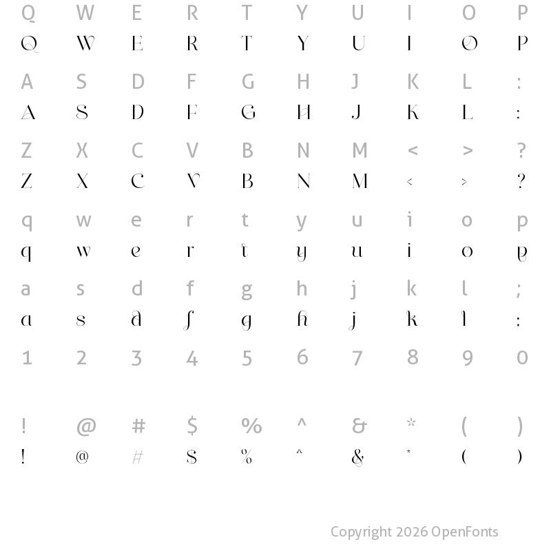 Character Map of Shaping Heart DEMO Regular