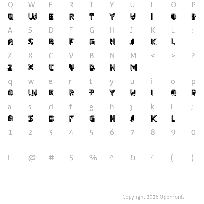 Character Map of S.H.A.R.E Regular