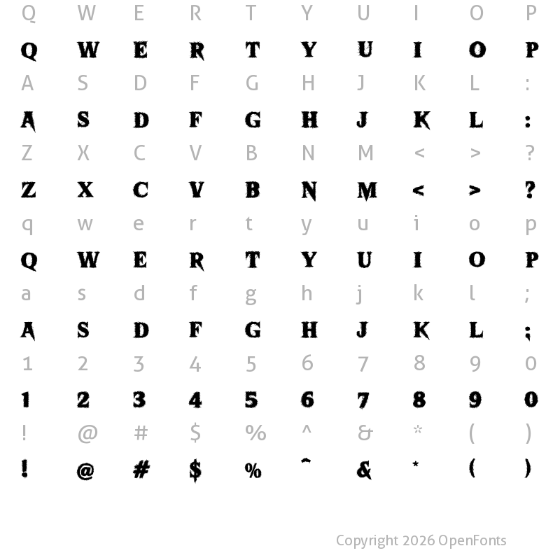 Character Map of Sharkbite Regular