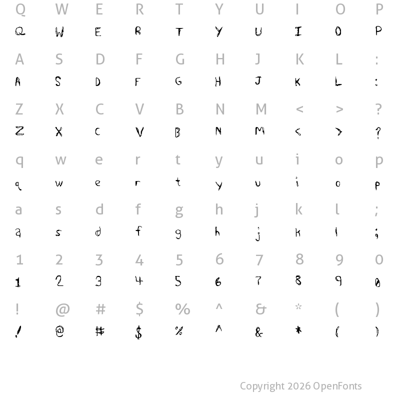 Character Map of Sharkscribble Regular