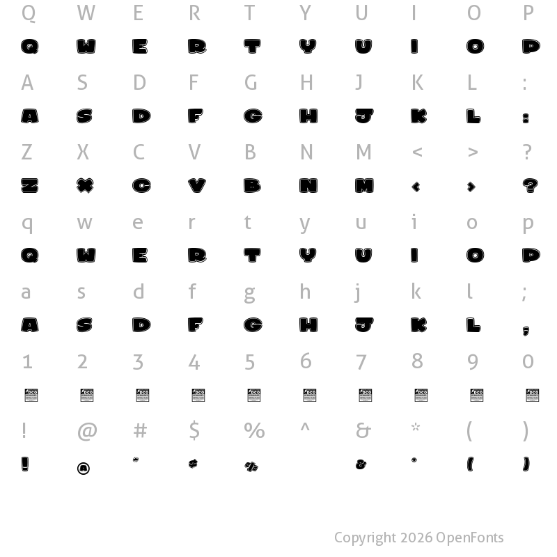 Character Map of Sharky&Meduza_PersonalUseOnly Regular