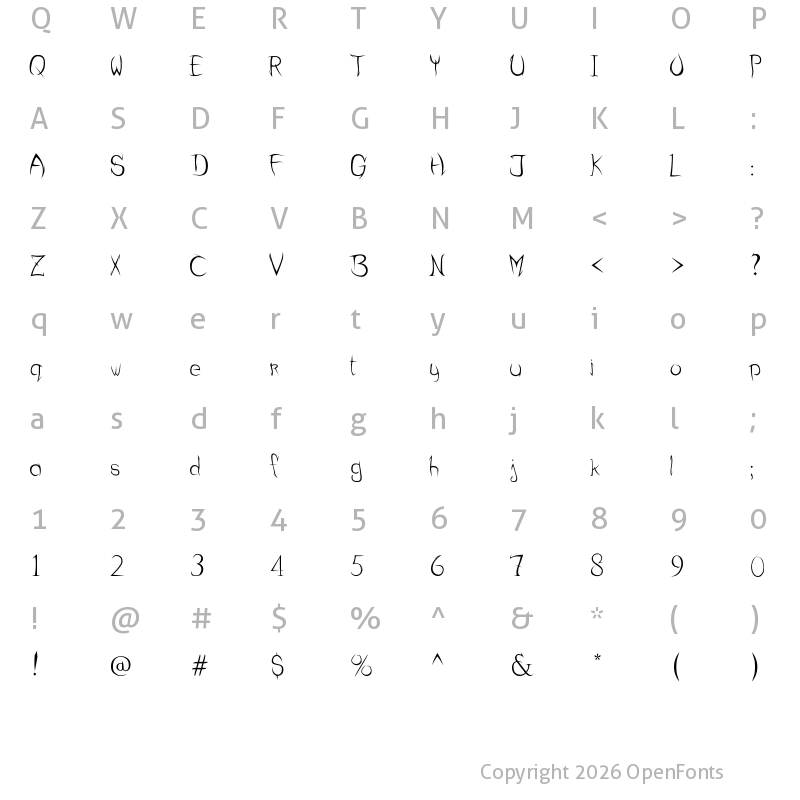 Character Map of SharpCurve Regular