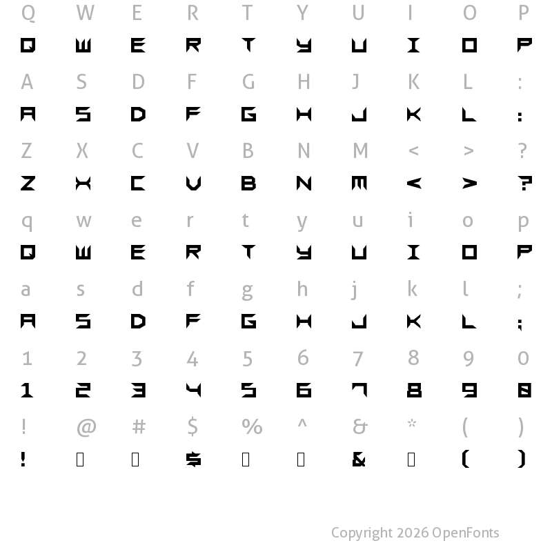 Character Map of Sharps GF Regular