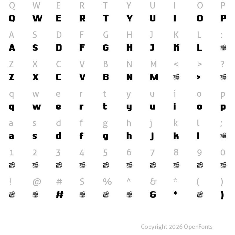 Character Map of SHARUNG Personal use Bold