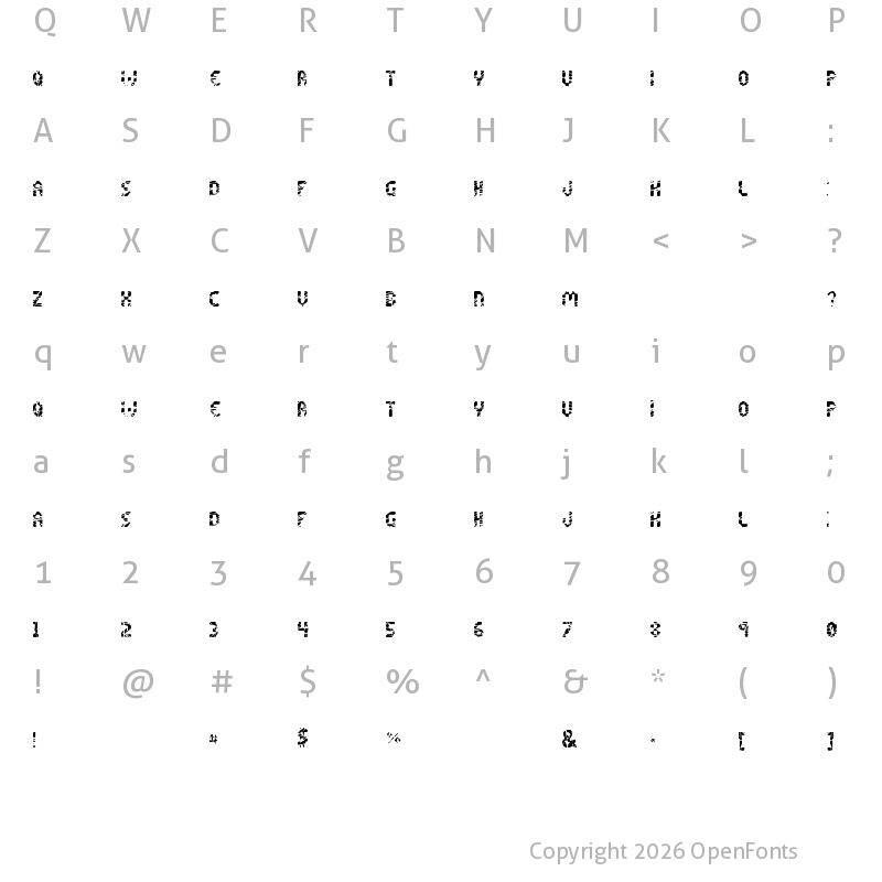 Character Map of Shattered Pixels Regular
