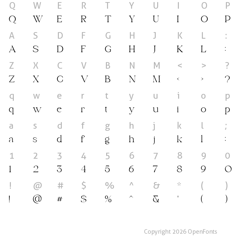 Character Map of She Lost Her Mind_Serif Regular