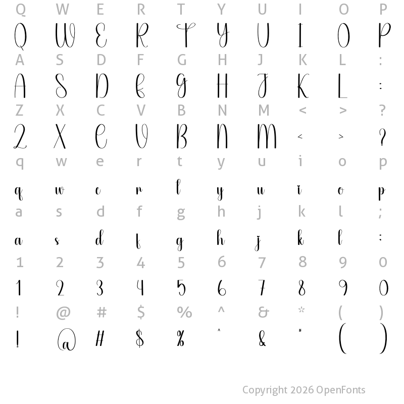 Character Map of Shellina Regular