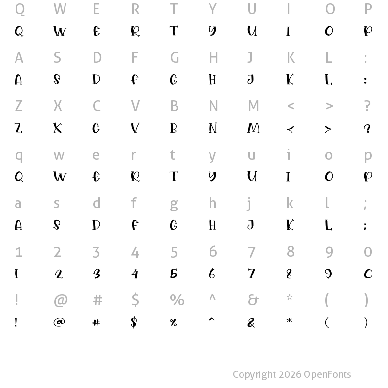Character Map of Shells And Starfish Regular