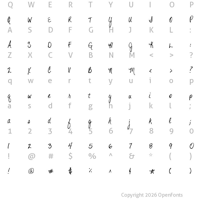 Character Map of Shelter Me Regular