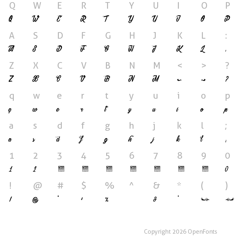 Character Map of Shelter_PersonalUseOnly Regular