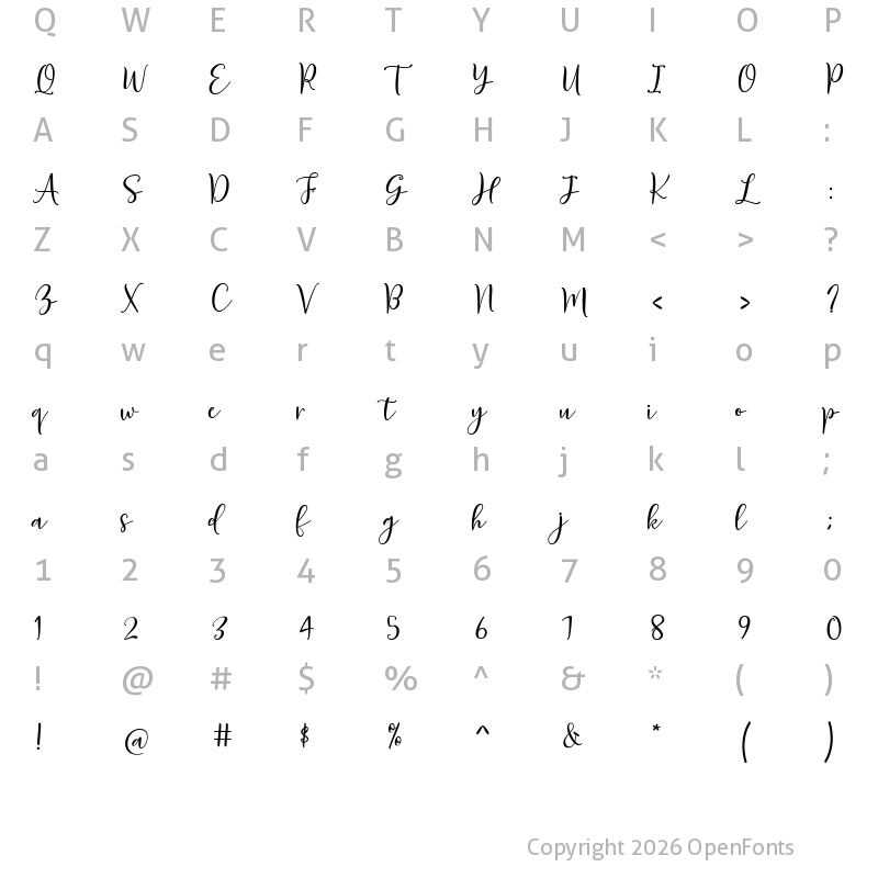 Character Map of Sherilyn Regular
