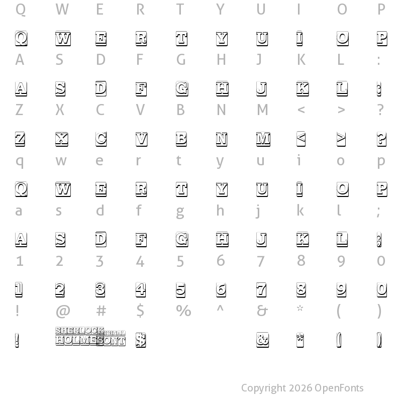 Character Map of SHERLOCK HOLMES Regular
