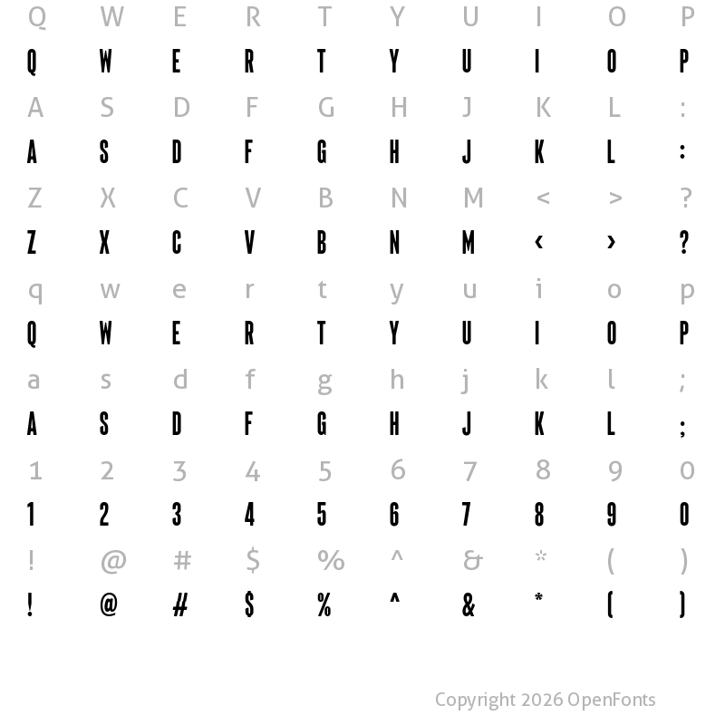 Character Map of Sherman Display