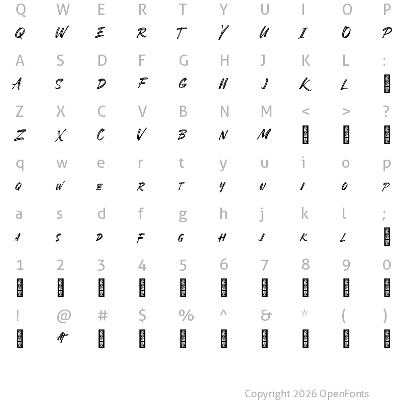 Character Map of SheTerror Demo Regular