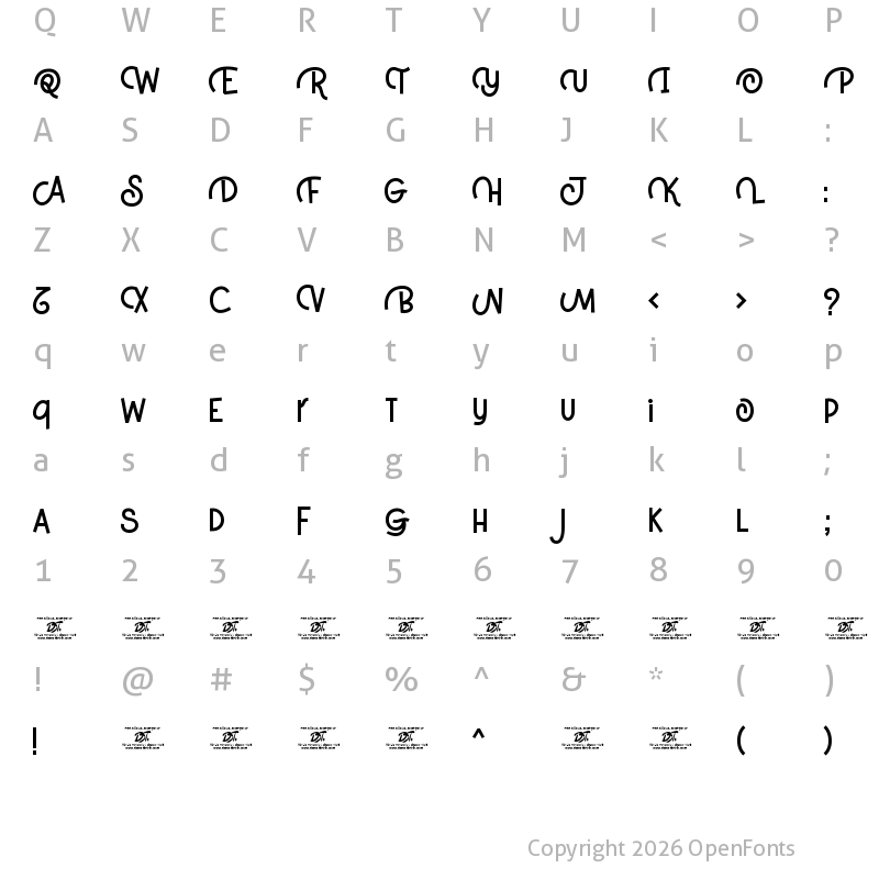 Character Map of Shibori Regular
