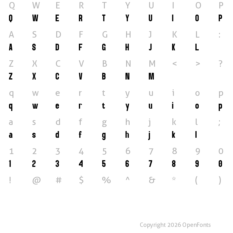 Character Map of Shillia Regular