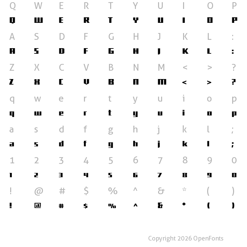 Character Map of Shimano SquareBlackNarrow