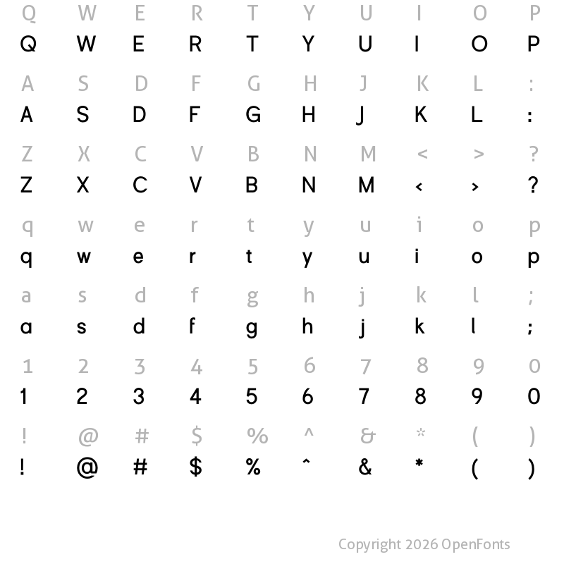Character Map of Shine-Pro-Bold ?