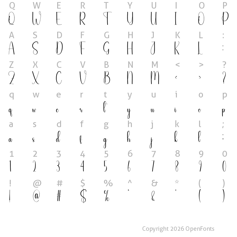 Character Map of Shine Regular