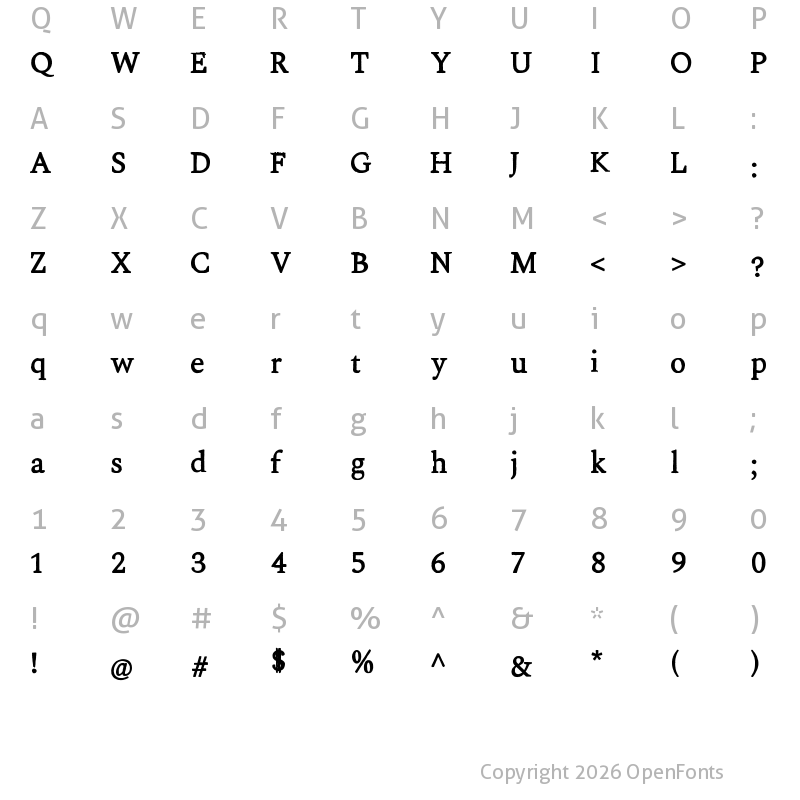 Character Map of Shine Typewriter Regular