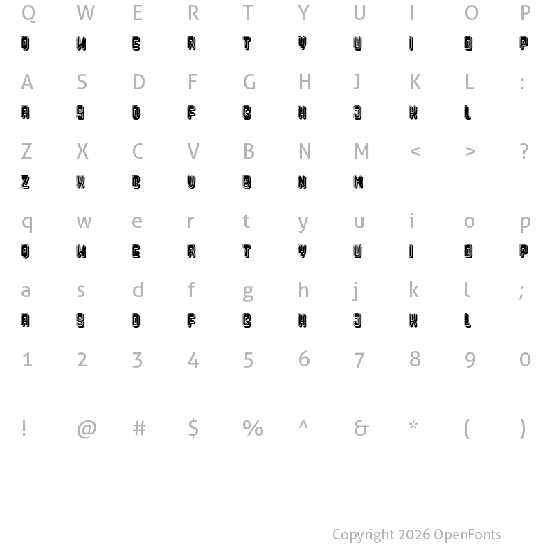 Character Map of Shinny Gums Regular