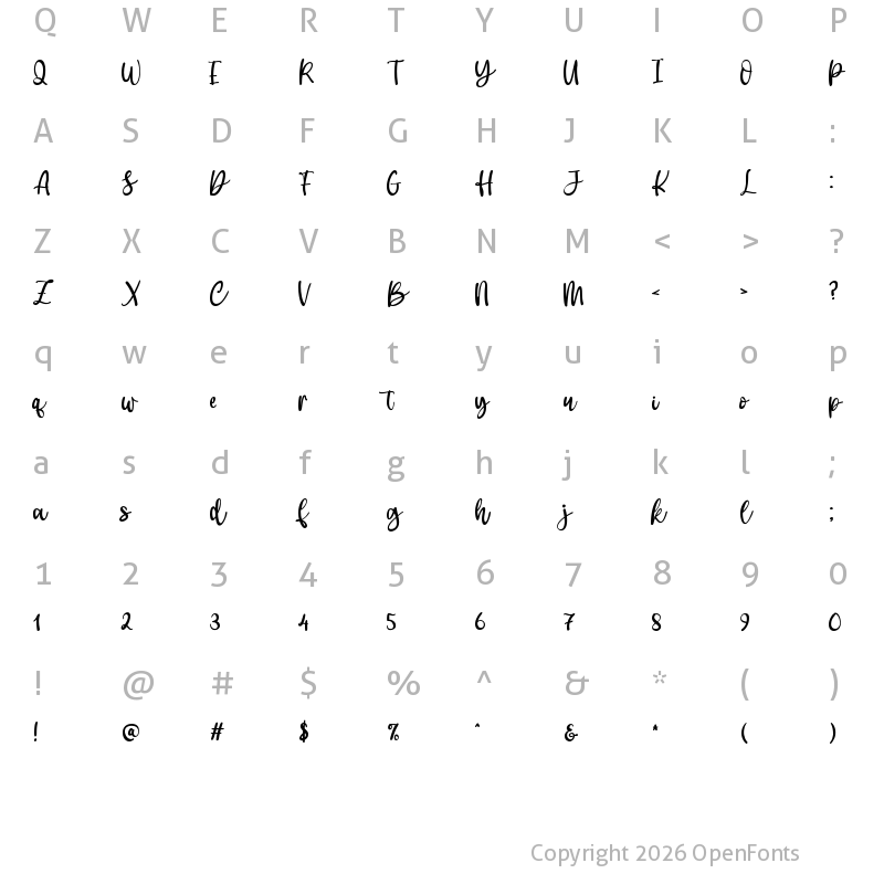 Character Map of Shiny Crystal Regular
